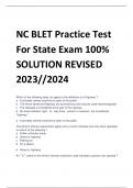 NC BLET Practice Test  For State Exam 100%  SOLUTION REVISED  2023//2024