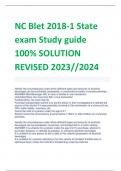 NC Blet 2018-1 State  exam Study guide  100% SOLUTION  REVISED 2023//2024