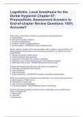 Logothetis: Local Anesthesia for the Dental Hygienist Chapter 07: Preanesthetic Assessment Answers to End-of-chapter Review Questions 100% Accurate!!