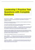 Leadership 1 Practice Test Questions with Complete Solutions 