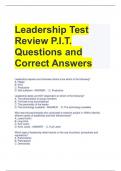 Leadership Test Review P.I.T. Questions and Correct Answers             