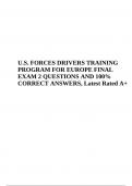 U.S. FORCES DRIVERS TRAINING PROGRAM FOR EUROPE FINAL EXAM 2 QUESTIONS AND 100% CORRECT ANSWERS 2023 (Already Rated A+)