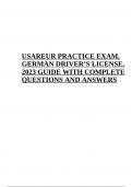 USAREUR PRACTICE EXAM GERMAN DRIVER’S LICENSE GUIDE WITH COMPLETE QUESTIONS AND ANSWERS (Already Graded A+)