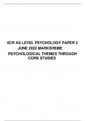 0CR AS LEVEL PSYCHOLOGY PAPER 2  JUNE 2022 MARK SCHEME; PSYCHOLOGICAL THEMES THROUGH CORE STUDIES