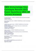 HMX Immunology Key-Concepts Review 2023 Exam Questions With All Correct Answers