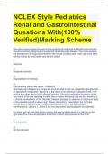 NCLEX Style Pediatrics Renal and Gastrointestinal Questions With(100% Verified)Marking Scheme