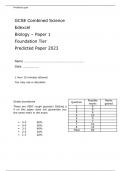 Edexcel GCSE Combined Science Biology Paper 1 Foundation Tier Predicted Paper 2023 with Attached Mark Scheme.