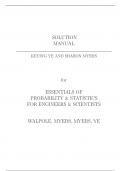 Essentials of Probability & Statistics for Engineers & Scientists (International Edition) 1st Edition By Ronald Raymond Myers  Keying (Solution Manual)