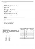 Edexcel GCSE Separate Science Biology – Paper 1 Higher Tier Predicted Paper 2023 with attached Mark Scheme.