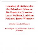 Essentials of Statistics for the Behavioral Sciences 10th Edition By Frederick Gravetter, Larry Wallnau, Lori-Ann Forzano, James Witnauer (Solution Manual)