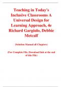 Teaching in Today's Inclusive Classrooms A Universal Design for Learning Approach, 4e Richard Gargiulo, Debbie Metcalf (Solution Manual)