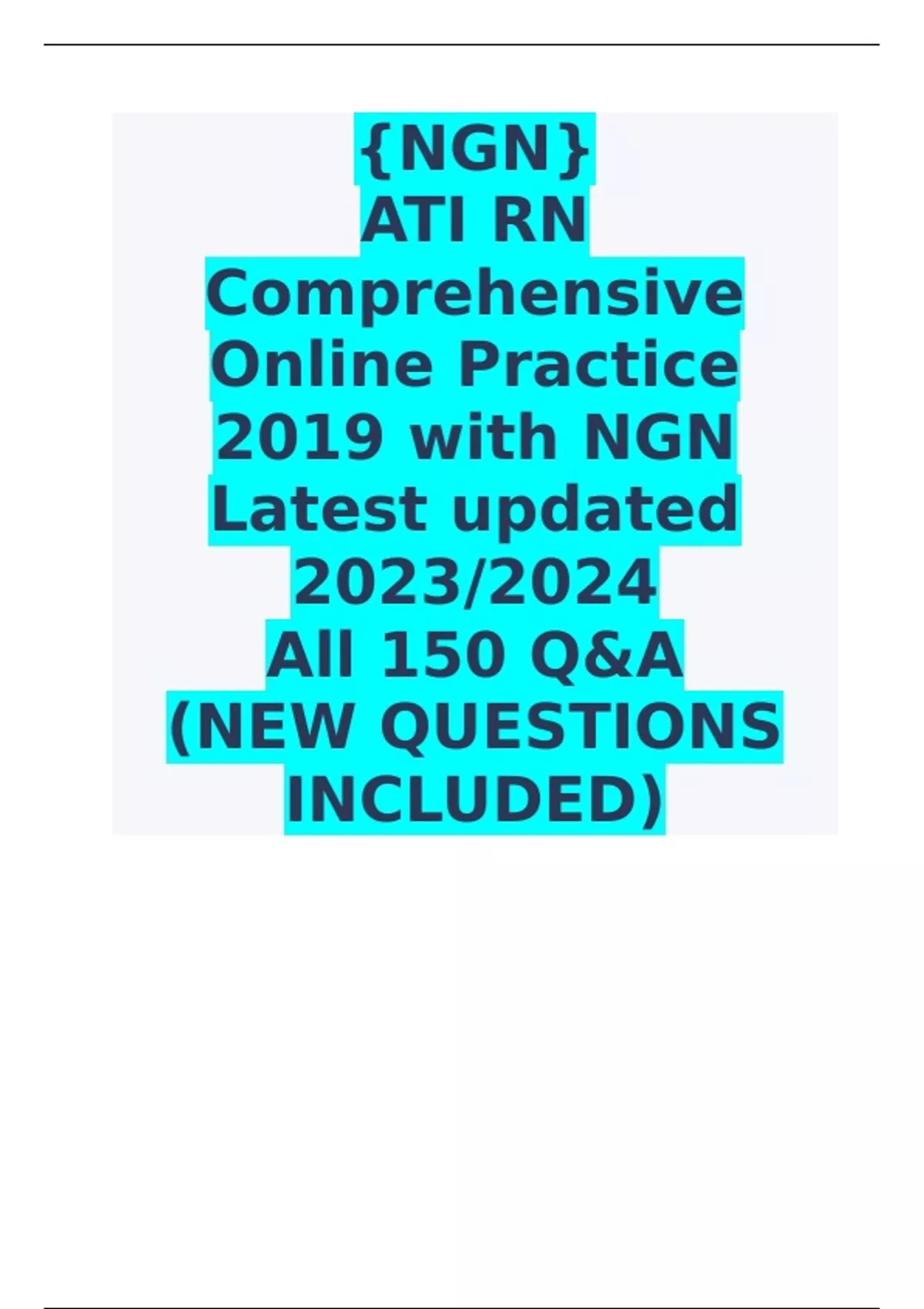 {NGN} ATI RN Comprehensive Online Practice 2019 with NGN Latest updated
