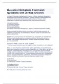 Business Intelligence Final Exam Questions with Verified Answers