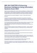 MIS 304 CHAPTER 6 Enhancing Business Intelligence Using Information Systems Exam 2023