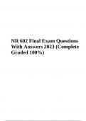 NR 602 Final Exam - Questions With Answers 2023 Graded 100%