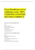 Texas Roadhouse server  validation exam 100%  VERIFIED ANSWERS  2023/2024 CORRECT