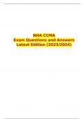 NHA CCMA Exam Questions and Answers Latest Edition (2023/2024).