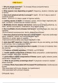 KINE Exam 1 Questions And Answers Course KINE Institution KINE Why do people exercise? - Answer- -To increase fitness and performance -reduce risk of CV disease What aspects vary depending on goals? -