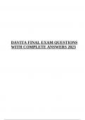 DAVITA FINAL EXAM 2023 QUESTIONS WITH COMPLETE ANSWERS Rated A+