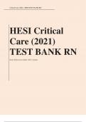 HESI Critical  Care (2021)  TEST BANK RN