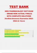 Complete; HESI PHARMACOLOGY EXIT EXAM - BRAND NEW| ACTUAL FINALS) WITH COMPLETE SOLUTIONS |Verified Answers| Guarantee 2023-2024 A+ Score