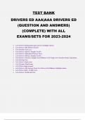 DRIVERS ED AAA|AAA DRIVERS ED (QUESTION AND ANSWERS) (COMPLETE) WITH ALL EXAMS/SETS FOR 2023-2024