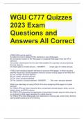 WGU C777 Quizzes 2023 Exam Questions and Answers All Correct 