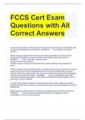 FCCS Cert Exam Questions with All Correct Answers