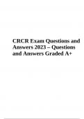 CRCR Final Exam Questions with Answers 2023 Already Graded A+