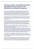 NY Life, Accident, and Health Insurance Agent/Broker Exam Series 17-55 Questions and Answers (Graded A)