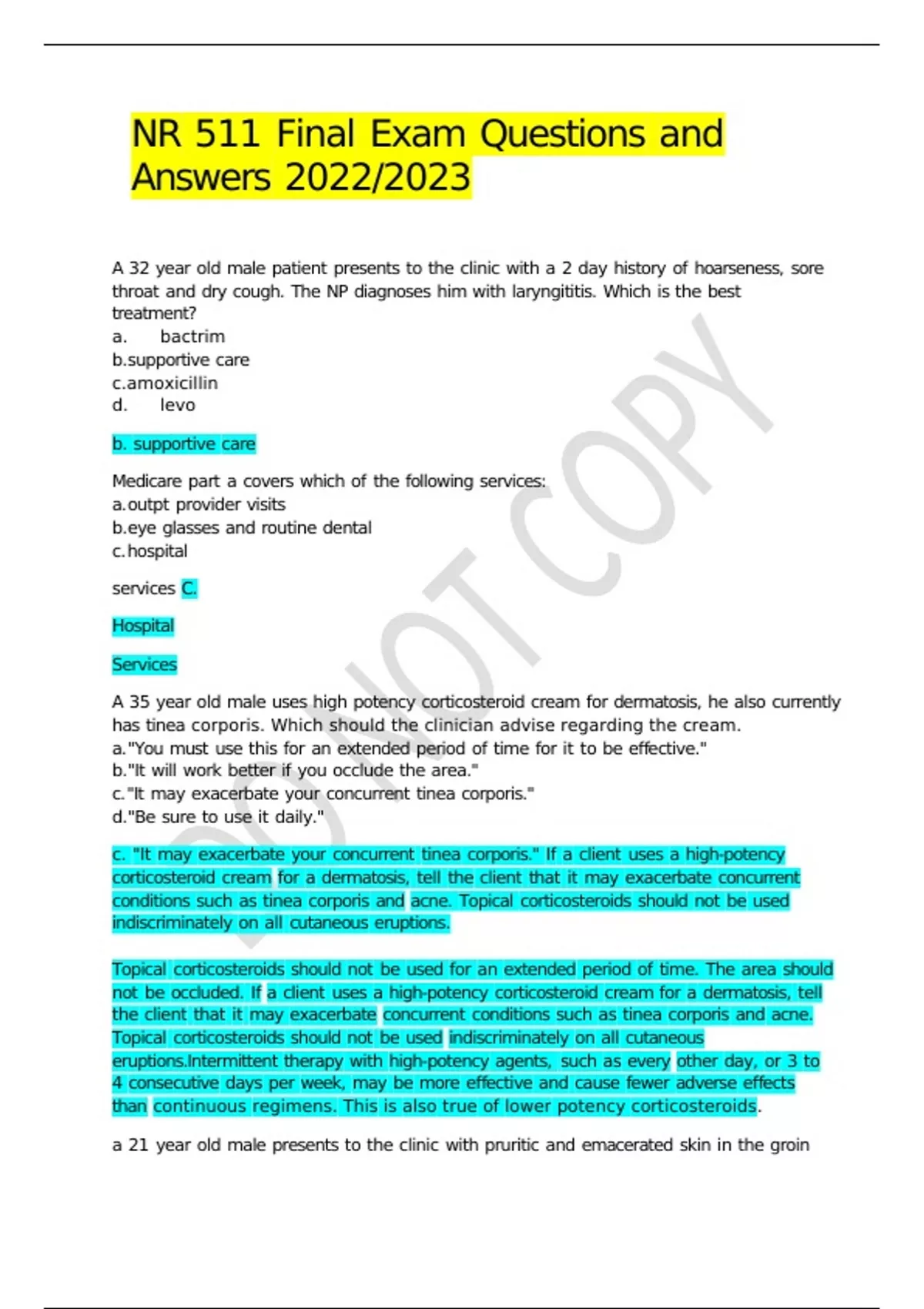 NR 511 Final Exam Questions And Answers 2022/2023 - NR 511 - Stuvia US