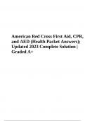 American Red Cross First Aid, CPR, and AED Health Packet Answers Updated 2023 (Solutions Already Graded A+)