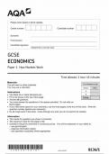 AQA GCSE ECONOMICS PAPER 1 HOW MARKETS WORK -QUESTION PAPER