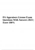 PA Appraisers License Final Exam Test Questions With Answers  (Already Graded 100%)