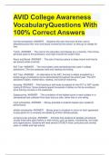 AVID College Awareness VocabularyQuestions With 100% Correct Answers