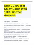 NHA CCMA Test Study Cards With 100% Correct Answers