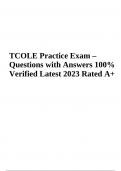 TCOLE Practice Exam Final Questions with Answers (Verified Latest 2023 Rated A+)