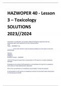 HAZWOPER 40 - Lesson  3 – Toxicology SOLUTIONS  2023//2024