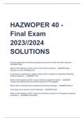 HAZWOPER 40 - Final Exam 2023//2024  SOLUTIONS