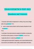 TDLR TEST ESTHETICS questions verified with 100% correct answers