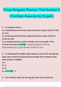 Texas Irrigator Practice Test Section 3. questions verified with 100% correct answers