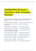 HAZWOPER 40 Exam 1 Questions with Complete Solution 