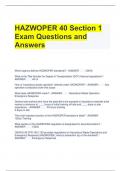 HAZWOPER 40 Section 1 Exam Questions and Answers 