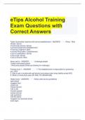 eTips Alcohol Training Exam Questions with Correct Answers 