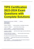 TIPS Certification 2023-2024 Exam Questions with Complete Solutions 