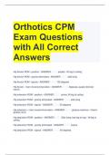 Orthotics CPM Exam Questions with All Correct Answers 