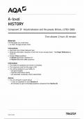 AQA-A -LEVEL HISTORY Component 1F Industrialisation and the people;Britain C1783-1885 (7042-1E) QUESTION PAPER