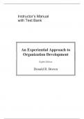 Experiential Approach to Organization Development 8th Edition By Donald R Brown (Instructor Manual with Test Bank)