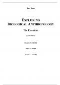 Exploring Biological Anthropology The Essentials 4th Edition By Craig Stanford, John Allen, Susan Anton (Test Bank)