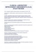 CLINICAL LABORATORY IMPROVEMENT AMENDMENTS (CLIA) STUDY REVIEW